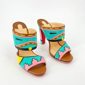 COPY - Christian Louboutin Azunika 120 Heels Sandals Turquoise Suede Size 38